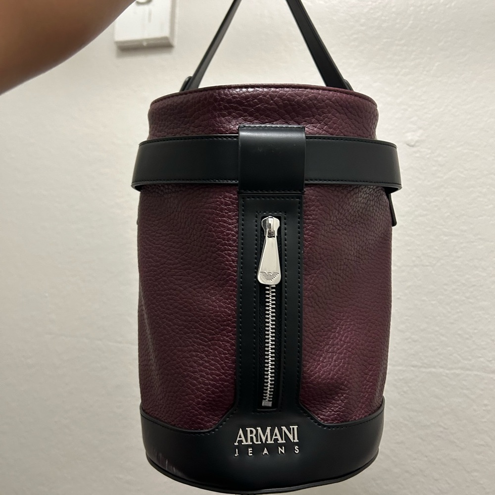 Armani Jeans Burgundy and Black Men's Bag